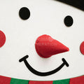 Close up of the Montessori Snowman's red cone nose.