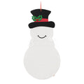 Montessori Snowman without ornaments hanging on a white wall.