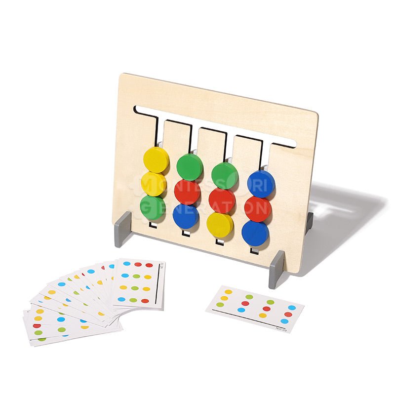 Montessori Double-Sided Matching Game that children use to help improve fine motor skills.