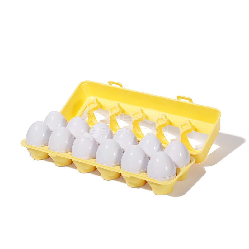 A box full of geometric eggs designed to help children develop problem-solving skills.