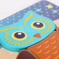 Closeup of the owl Montessori happy puzzle.