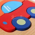 Closeup of the car Montessori happy puzzle designed to help children develop their skills.