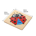 Dimensions of the ladybug variant of the Montessori Happy Puzzles (6 pack).