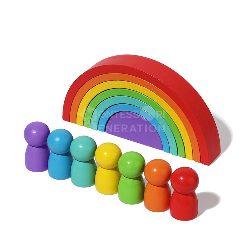 Montessori Rainbow designed to teach children sorting, balance,  and colors.