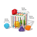 The dimensions of the Montessori toy called Shape Blocks.