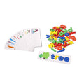 Montessori Wooden Spelling Game cards and letters on a white background.