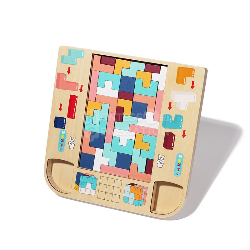 Montessori Wooden Tetris made to help children develop memory, logic, attention span, and intuition.