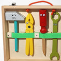 Montessori Wooden ToolBox Hammer, Pliers, Screwdriver, and Wrench.