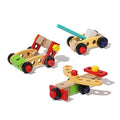 Three different models that can be built with the Montessori Wooden Toolbox.