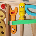 Closeup of tools inside of the Montessori Wooden Toolbox set.